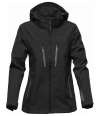 XB-3W Stormtech Ladies Patrol Hooded Soft Shell Jacket Black / Carbon colour image
